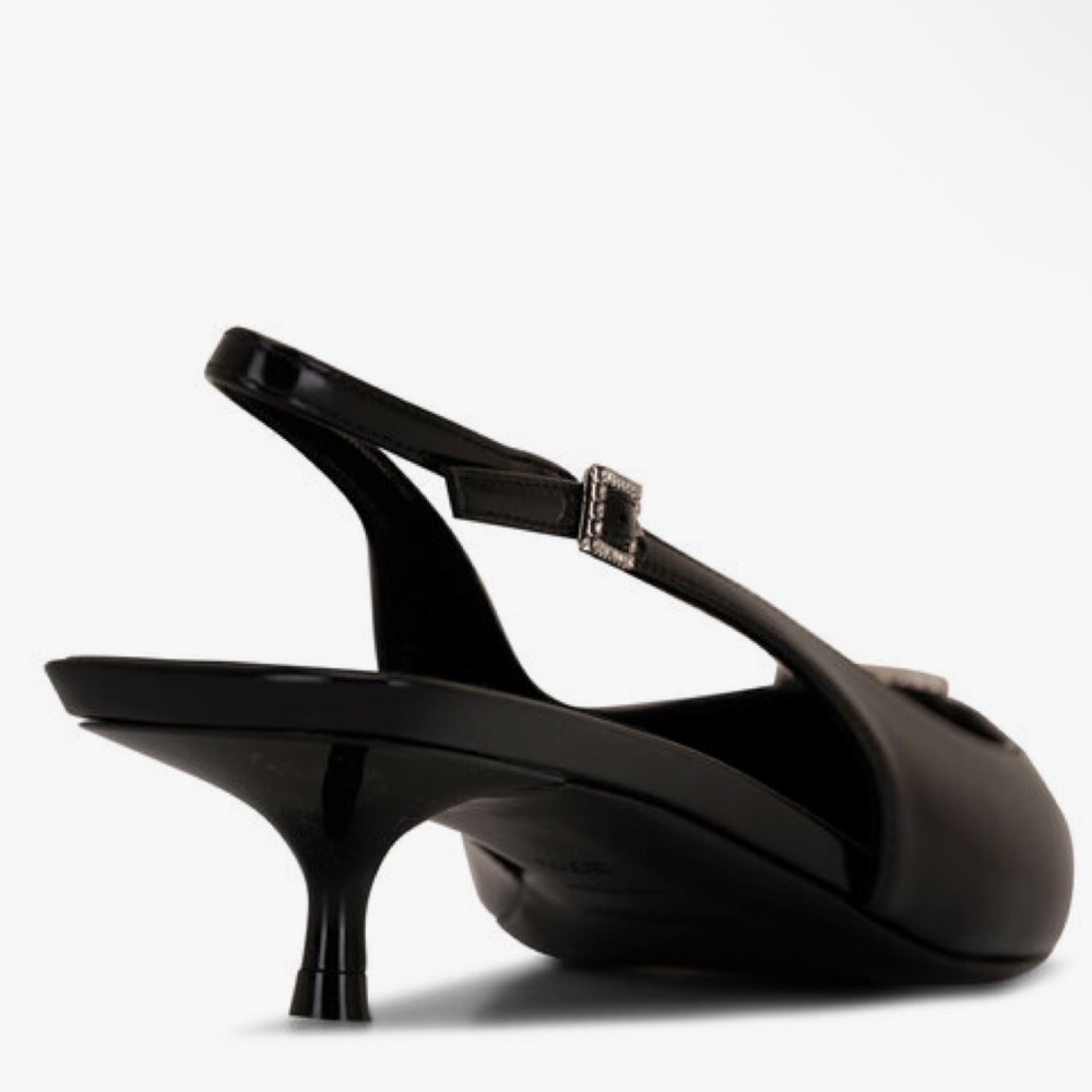 Saint Laurent | Cherish Glazed Leather Rhinestone Slingback, 30mm - Picture 5 of 16